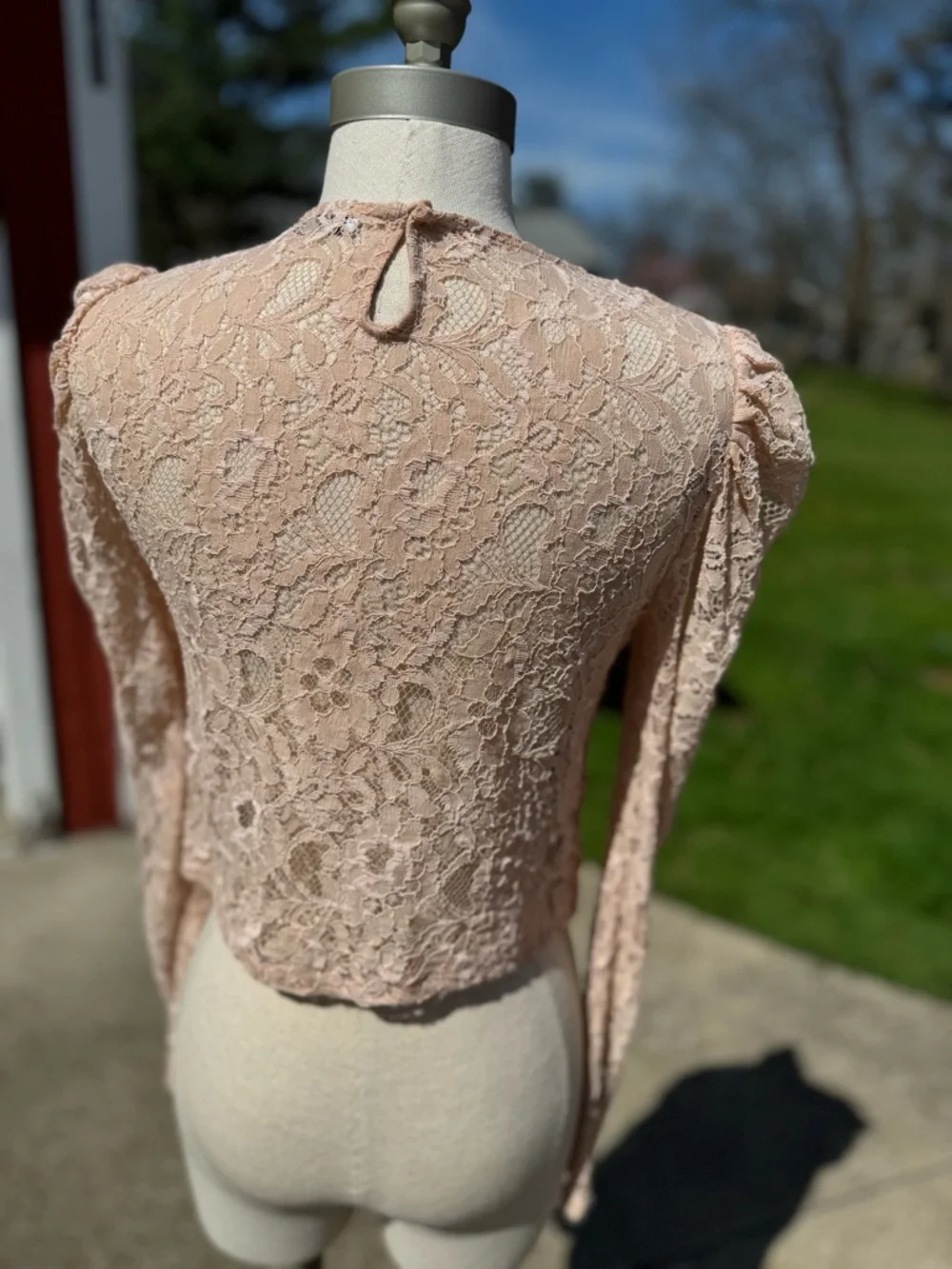 Zara Trafaluc Lace Crewneck Long-Sleeve Top - Size Small